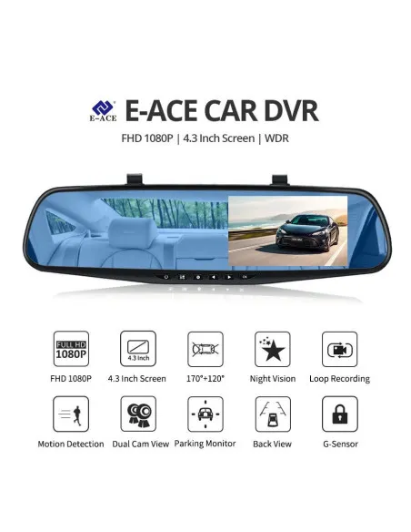 Oglinda retrovizoare 4.5 inch cu camera HD 1080P, DVR auto, cu microfon si difuzor incorporate + camera suplimentara marsarier