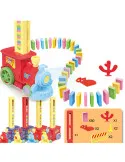 Trenuleț Domino pentru Copii – 80 Piese, Construcție Automată, Lumini & Sunete