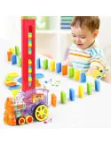 Trenuleț Domino pentru Copii – 80 Piese, Construcție Automată, Lumini & Sunete