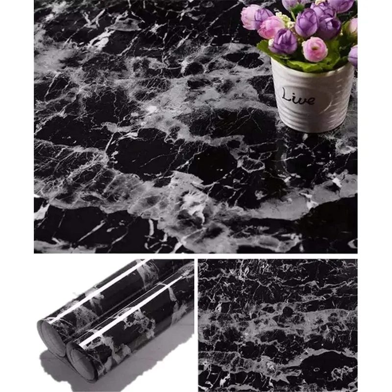 Pachet Autocolant imitatie marmura neagra, 60 x