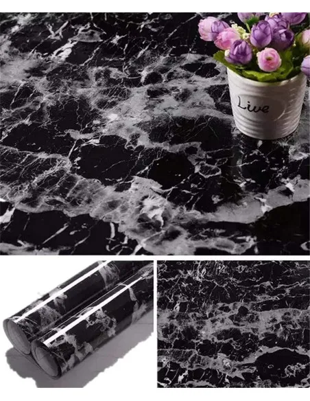 Pachet Autocolant imitatie marmura neagra, 60 x