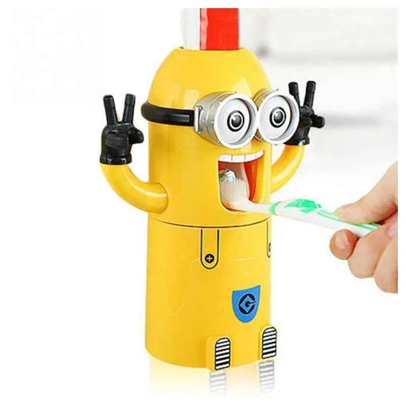 2 x Dozator Minions pasta de dinti + suport