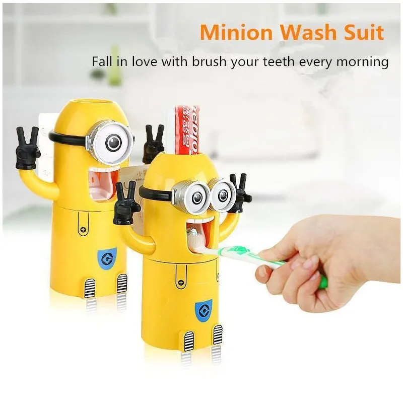2 x Dozator Minions pasta de dinti + suport