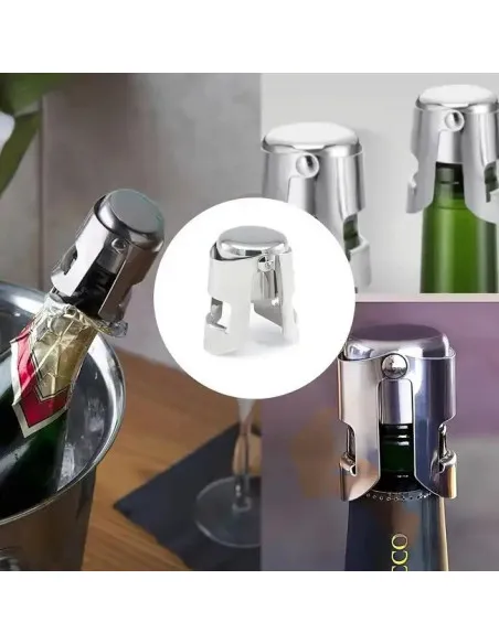 4 x Dop Reutilizabil Otel inoxidabil pentru șampanie și vin roșu