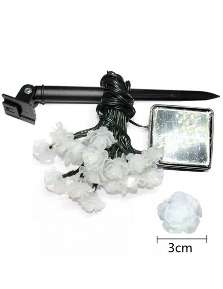 Instalatie solara 50 LED trandafiri, alb cald