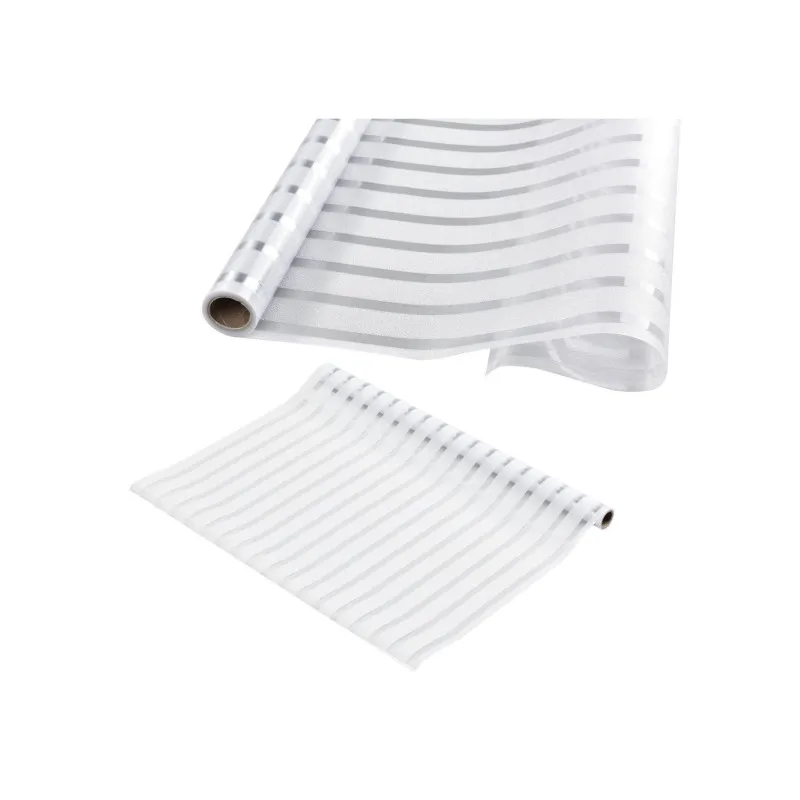 Set 2 x folie decorativa pentru geam, Dungi Albe, 45 cm x 300 cm