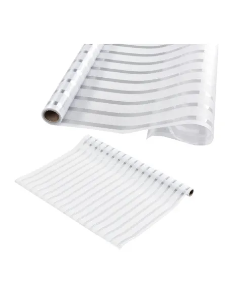 Set 2 x folie decorativa pentru geam, Dungi Albe, 45 cm x 300 cm