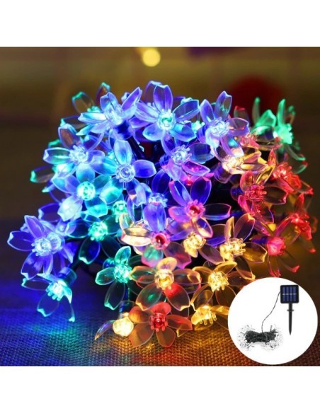 Instalatie solara 50 led, pentru exterior, model floricele, Ip