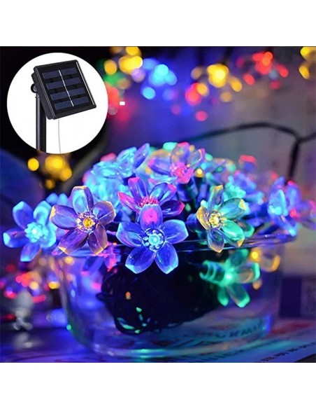 Instalatie solara 50 led, pentru exterior, model floricele, Ip
