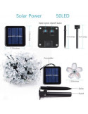 Instalatie solara 50 led, pentru exterior, model floricele, Ip