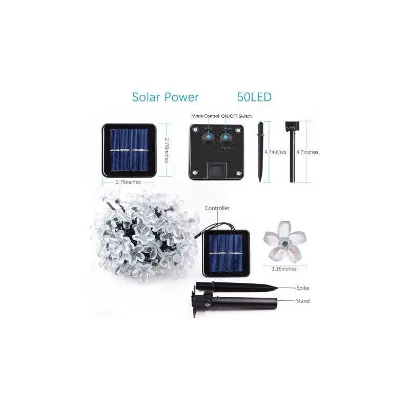Instalatie solara 50 led, pentru exterior, model floricele, Ip