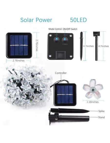 Instalatie solara 50 led, pentru exterior, model floricele, Ip
