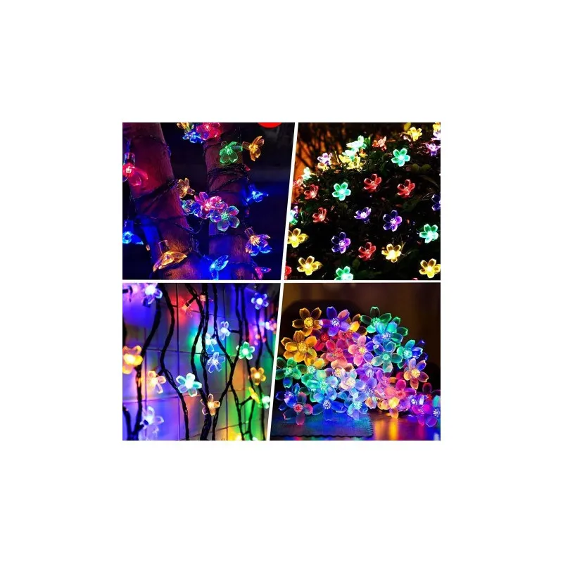 Instalatie solara 50 led, pentru exterior, model floricele, Ip