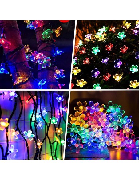 Instalatie solara 50 led, pentru exterior, model floricele, Ip