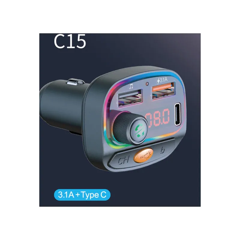 Modulator FM C15 cu Bluetooth, 2USB+TypeC