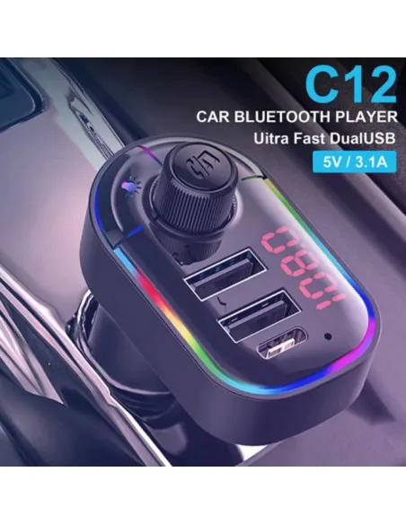 Modulator FM C15 cu Bluetooth, 2USB+TypeC