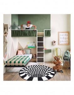 Covor alb/negru cu iluzie 3D, diametru 1 metru 2