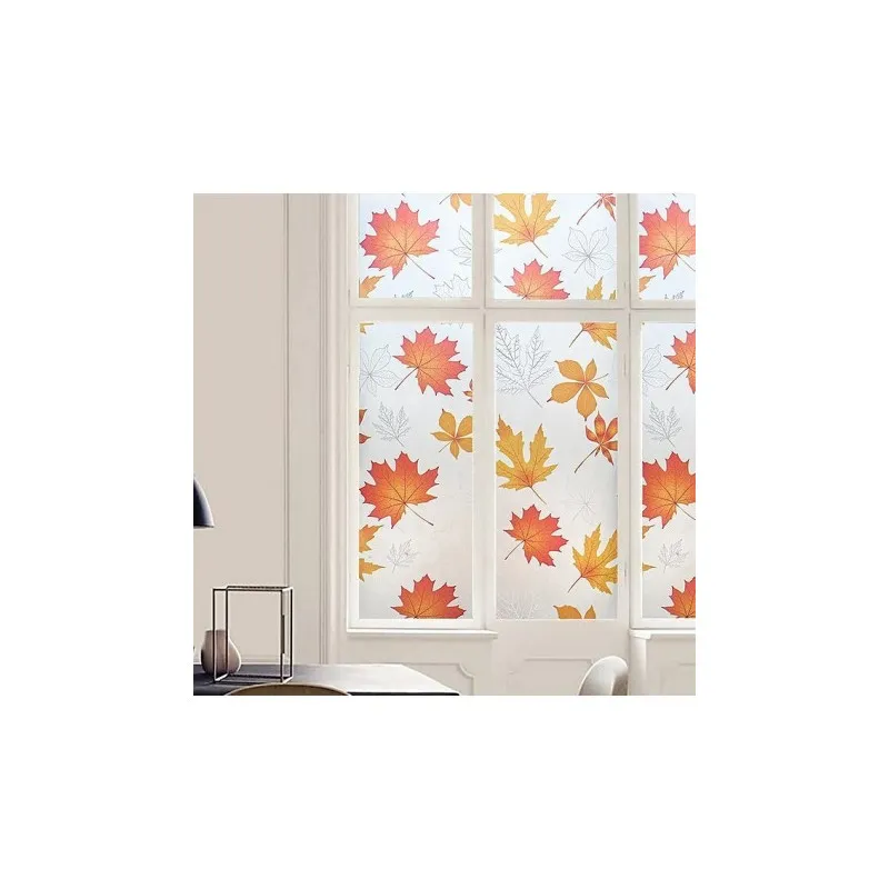 Set 2 x folie autoadeziva geam, frunze aramii, 45 x 500 cm
