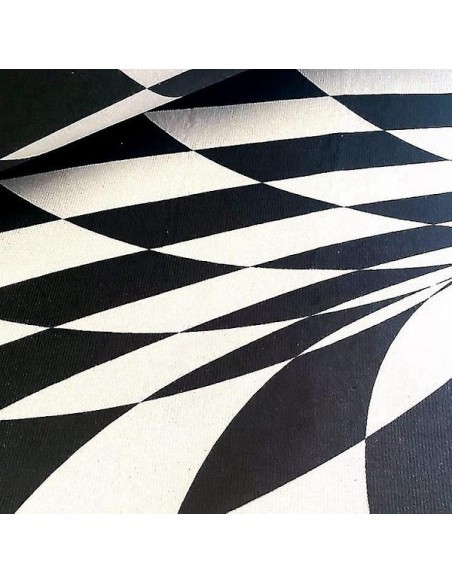 Covor alb/negru cu iluzie 3D, diametru 1 metru