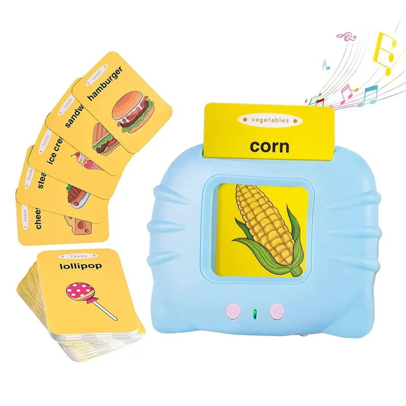 Set invatare cuvinte engleză – Jucărie educativa audio, 114 flash carduri (228 cuvinte), pentru copii 2+ ani, culoare albastră