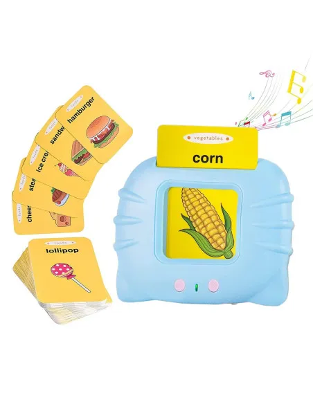Set invatare cuvinte engleză – Jucărie educativa audio, 114 flash carduri (228 cuvinte), pentru copii 2+ ani, culoare albastră
