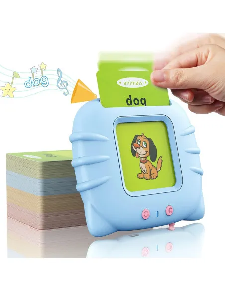 Set invatare cuvinte engleză – Jucărie educativa audio, 114 flash carduri (228 cuvinte), pentru copii 2+ ani, culoare albastră
