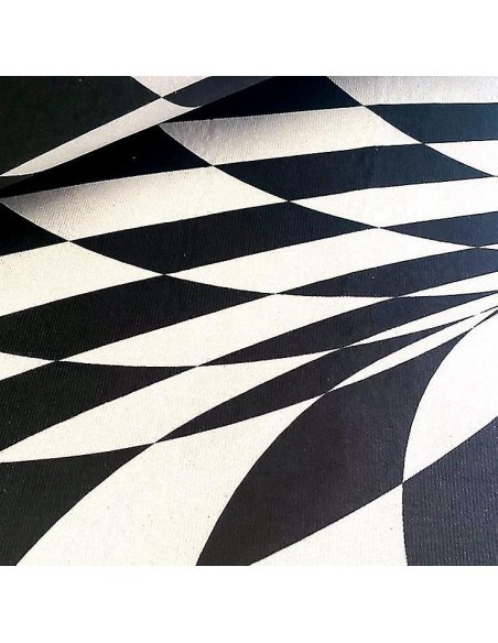 Covor alb/negru cu iluzie 3D, diametru 1 metru