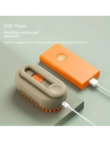 Perie cu aburi 3 in 1 pentru animale, maner rotativ 360