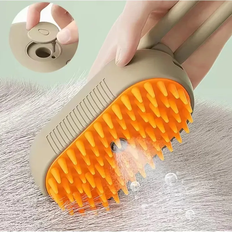 Perie cu aburi 3 in 1 pentru animale, maner rotativ 360