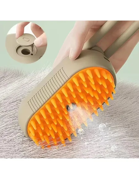 Perie cu aburi 3 in 1 pentru animale, maner rotativ 360