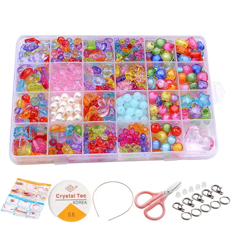 Set Mărgele DIY 550 Piese Colorate Copii – 24 Compartimente