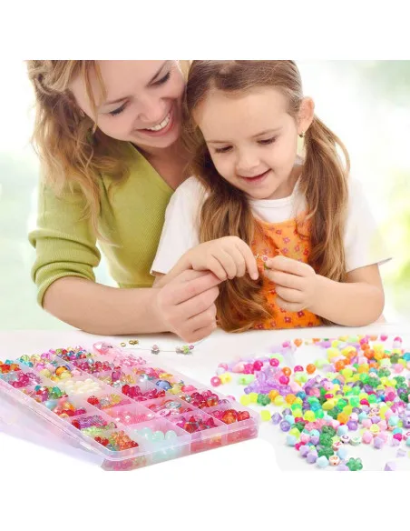 Set Mărgele DIY 550 Piese Colorate Copii – 24 Compartimente