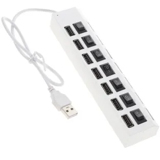 Hub USB 2.0 alimentat extern, 7 porturi cu întrerupător