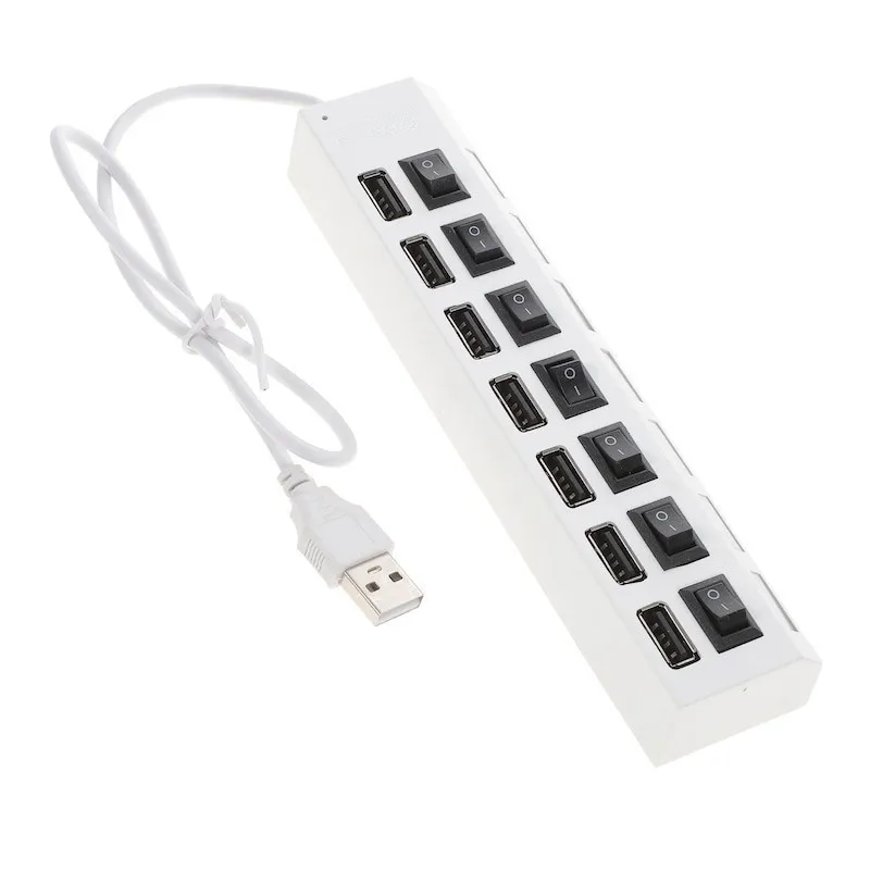 Hub USB 2.0 alimentat extern, 7 porturi cu întrerupător