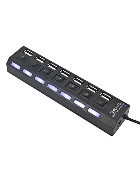 Hub USB 2.0 alimentat extern, 7 porturi cu întrerupător
