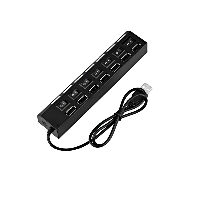 Hub USB 2.0 alimentat extern, 7 porturi cu întrerupător
