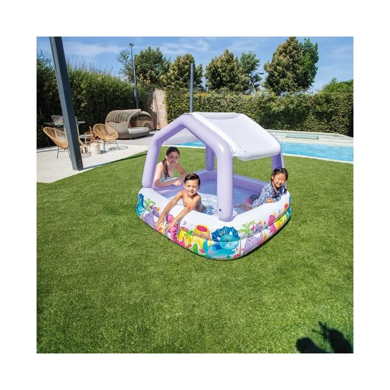 Piscină Gonflabilă Intex Sun Shade pentru Copii, cu Acoperiș, 157x157x122 cm, 280 L