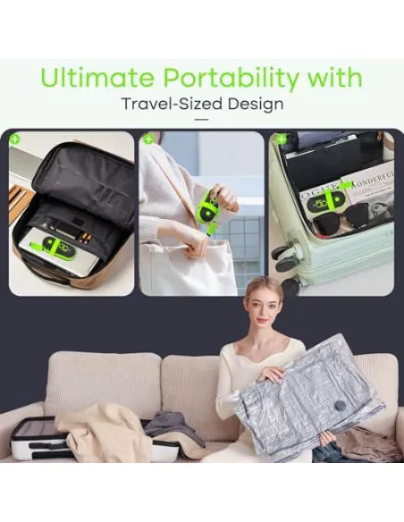 Vacbird Vacuum Storage Bags, 15 Pack Reusable Space Saver Bags with Electric Air Pump, Double Zip and Airtight Valve for Travel 