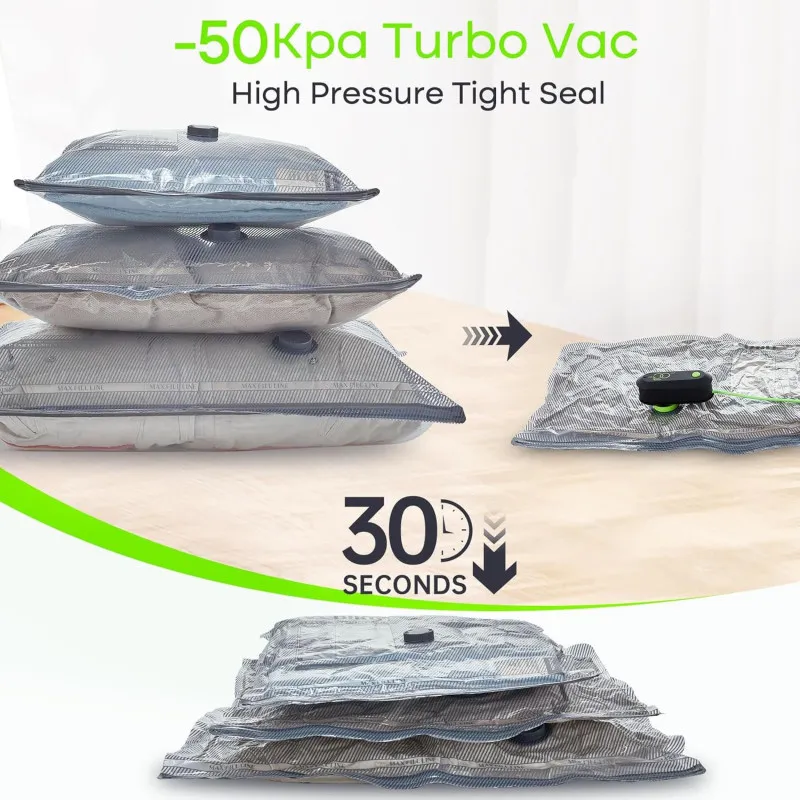 Vacbird Vacuum Storage Bags, 15 Pack Reusable Space Saver Bags with Electric Air Pump, Double Zip and Airtight Valve for Travel 