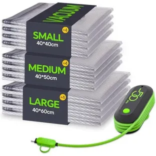 Vacbird Vacuum Storage Bags, 12 Pack Reusable Space Saver Bags with Electric Air Pump, Double Zip and Airtight Valve for Travel 