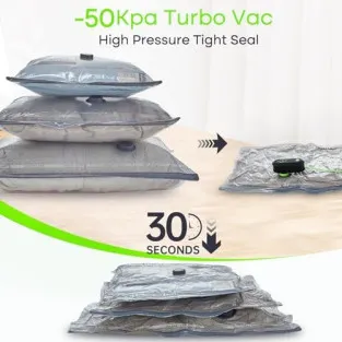 Vacbird Vacuum Storage Bags, 12 Pack Reusable Space Saver Bags with Electric Air Pump, Double Zip and Airtight Valve for Travel 2