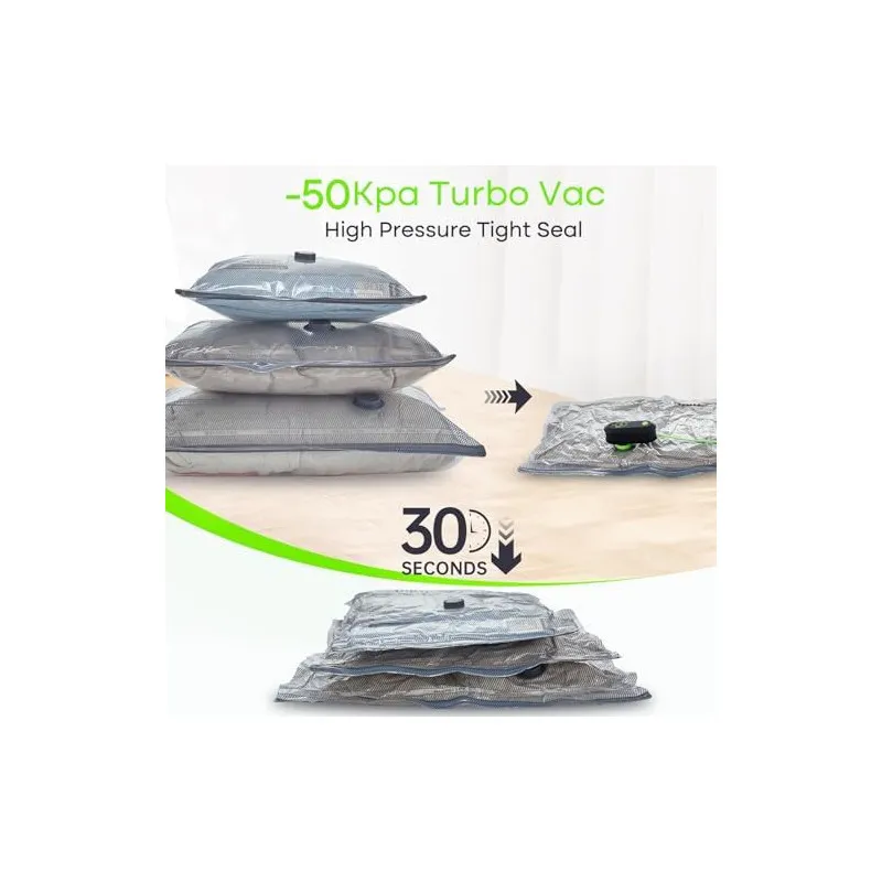 Vacbird Vacuum Storage Bags, 12 Pack Reusable Space Saver Bags with Electric Air Pump, Double Zip and Airtight Valve for Travel 