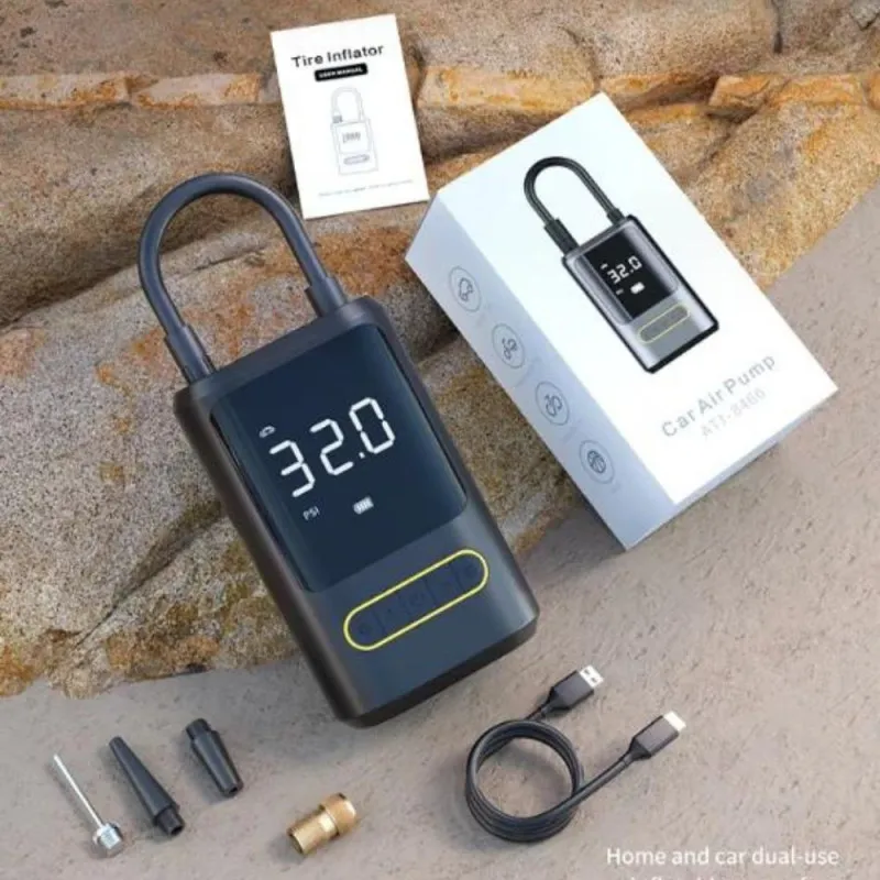 Compresor auto portabil digital aer wireless 7.4V, 50W,2 x 2000mAh lanterna LED, lumina SOS
