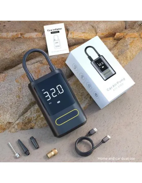 Compresor auto portabil digital aer wireless 7.4V, 50W,2 x 2000mAh lanterna LED, lumina SOS