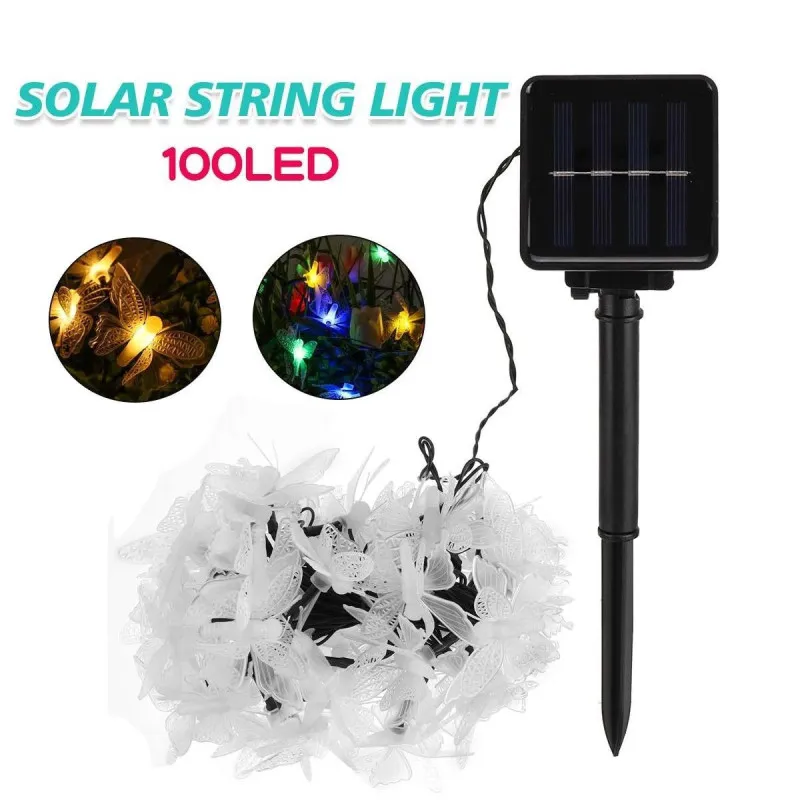 Instalatie solara 50 LED, ghirlanda luminoasa cu fluturi
