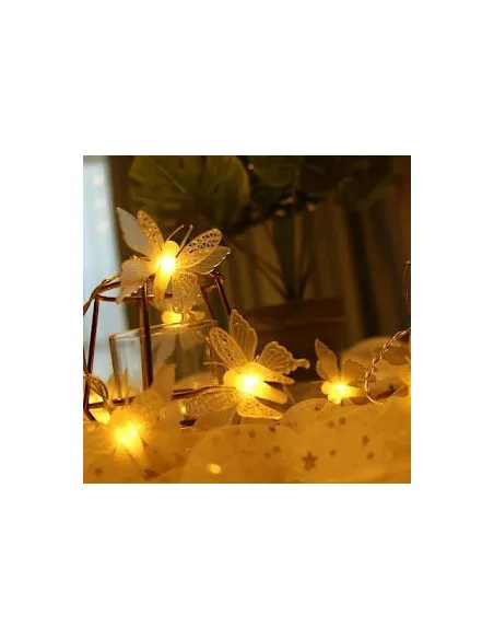 Instalatie solara 50 LED, ghirlanda luminoasa cu fluturi