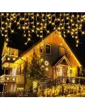Instalație LED turturi alb cald 23.5m, 500 LED flash, exterior premium
