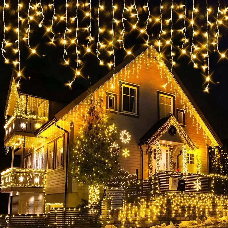 Instalație LED turturi alb cald 23.5m, 500 LED flash, exterior premium