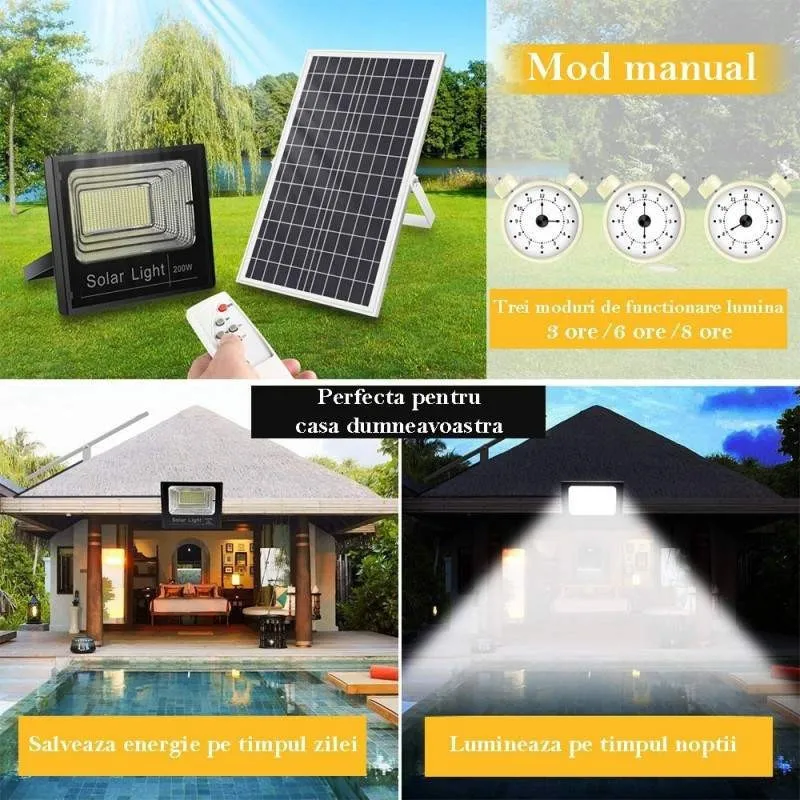 Proiector Solar 50W | Panou 35x23cm | 6000mAh | Aluminiu