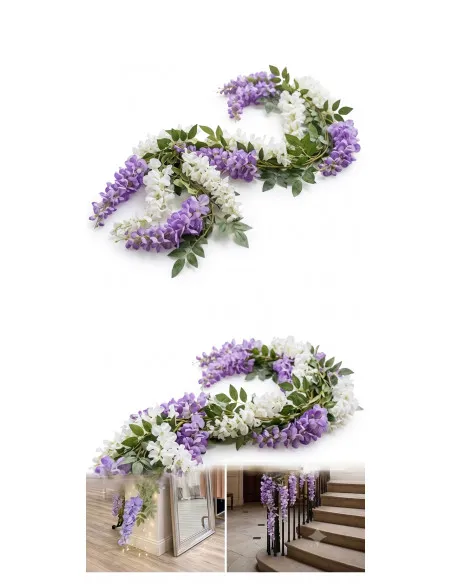 Ghirlanda flori artificiale 180cm, Wisteria/Glicina